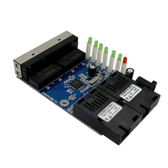Single Mode Base-10/100M-TX-100M 4*RJ45 Ethernet 2*Fiber Optic Media Converter - Image 2